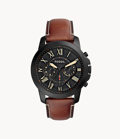 Fossil Grant Chronograph Luggage Leather Watch - FS5241